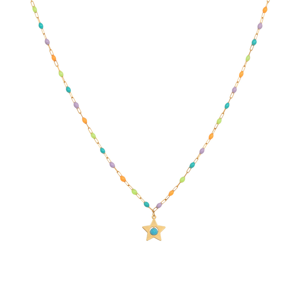 MULTI COLOR ENAMEL WITH BLUE STAR