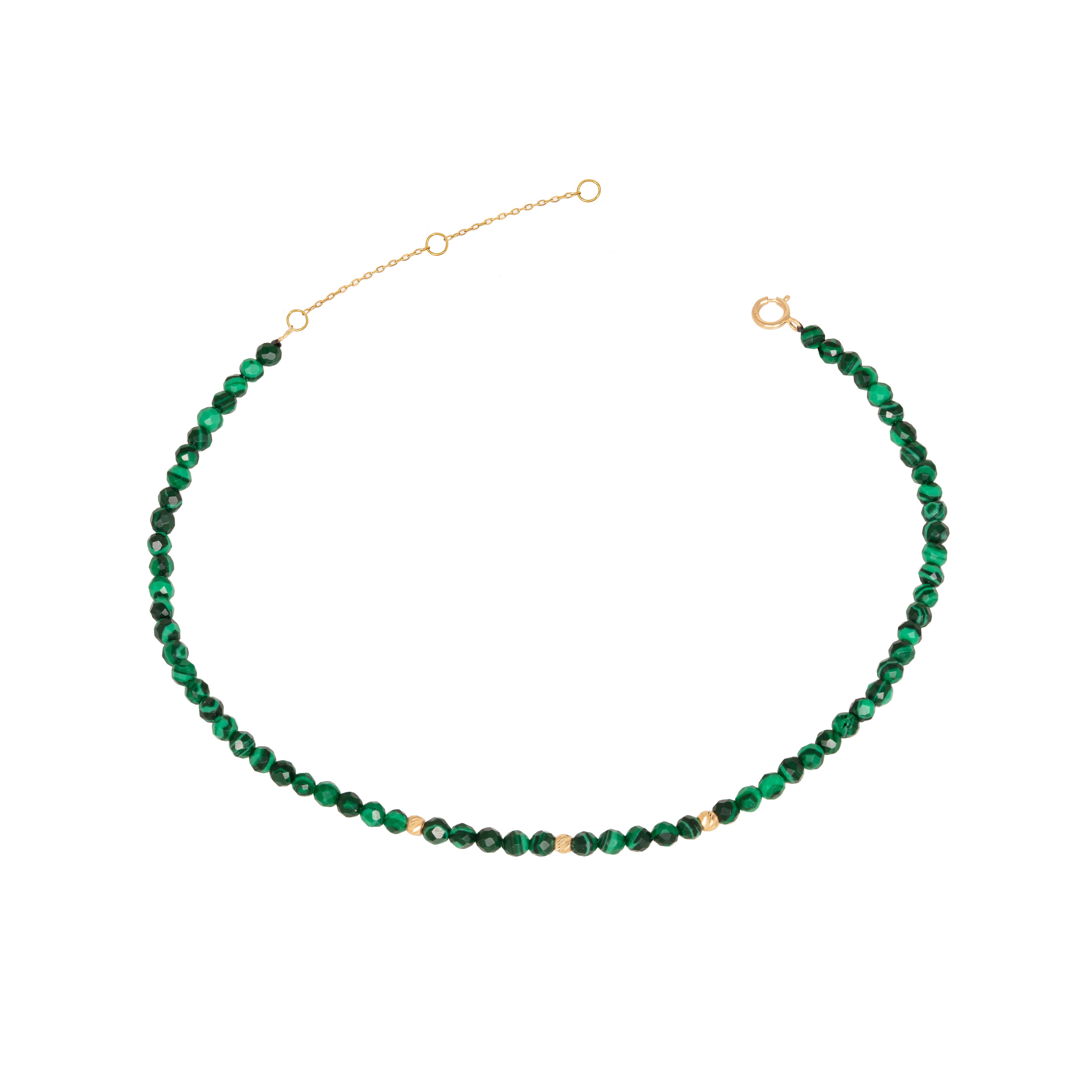 3 BALLS MALACHITE ANKLET