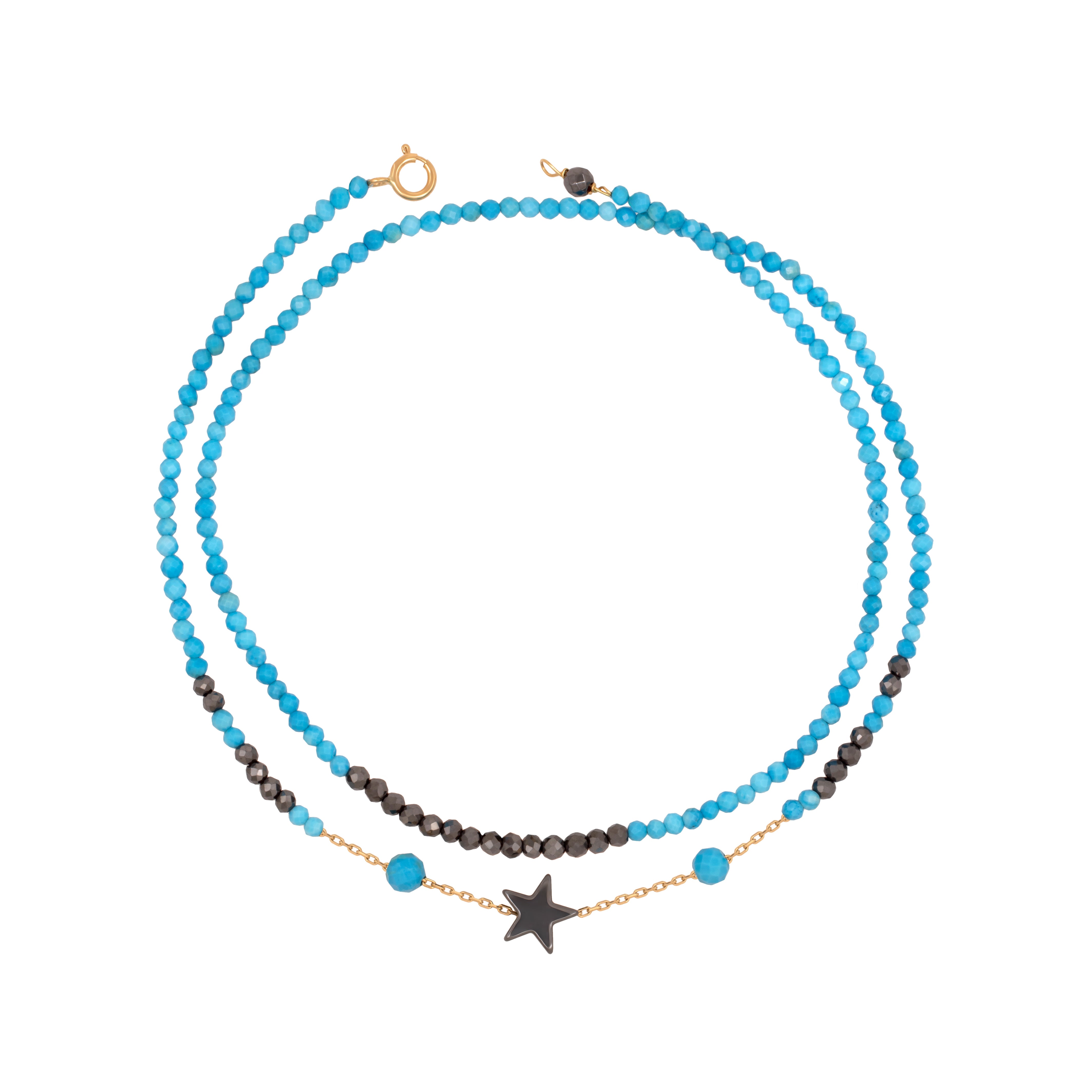 2 LAYERS STAR HEMATITE ANKLET