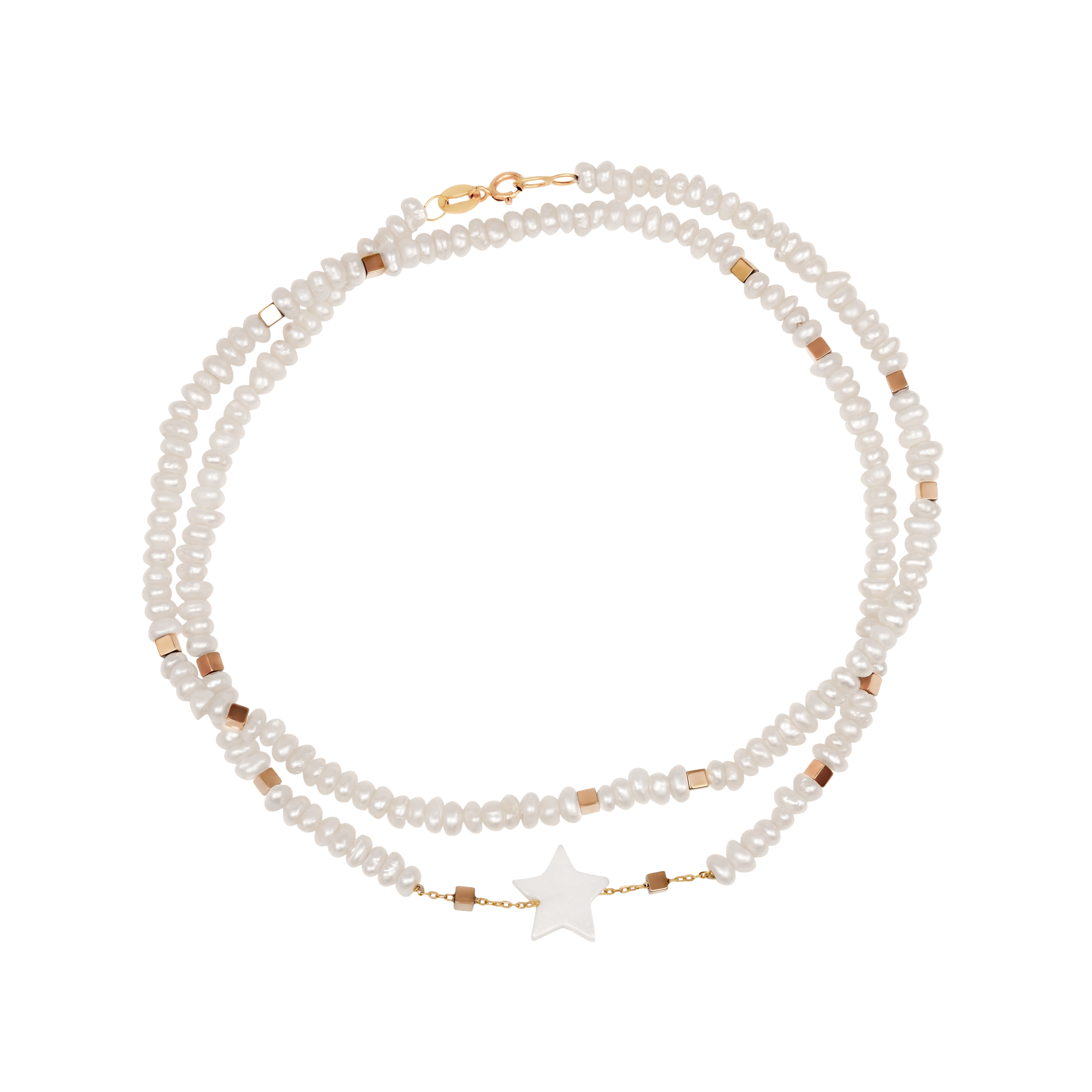 2 LAYERS STAR PEARL ANKLET